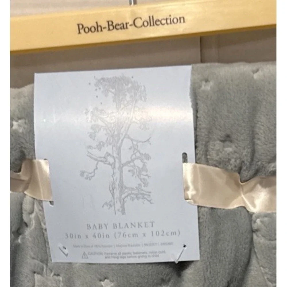 NEW Pooh Bear Collection Winnie The Pooh Baby Boys Blue Blanket 30X40 Moon Stars